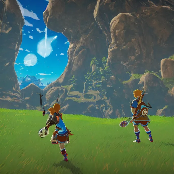 Prompt: Lionel Messi in The Legend of Zelda Breath of the Wild, detailed screenshot