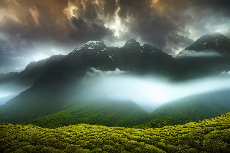 Prompt: amazing landscape photo of Western Ghats by marc adamus, beautiful, dramatic lighting