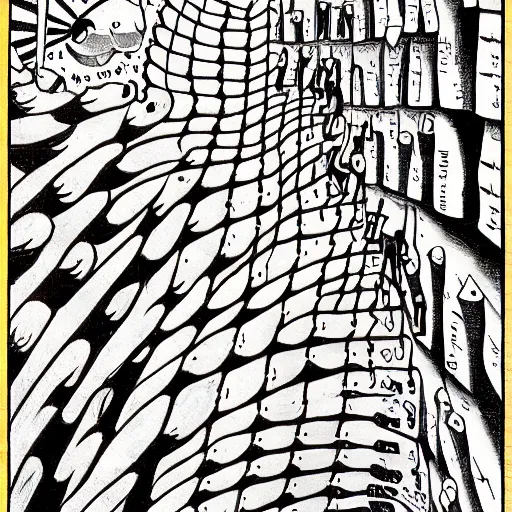 Image similar to cover art illustration for a mathematics textbook by Junji Ito