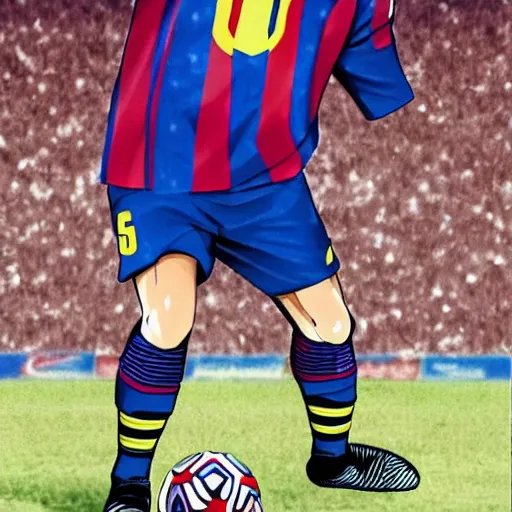 Image similar to lionel messi in captain tsubasa style