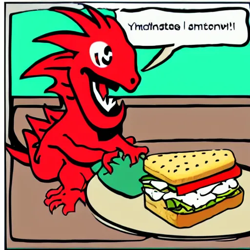 Image similar to dragon eating a sandwich