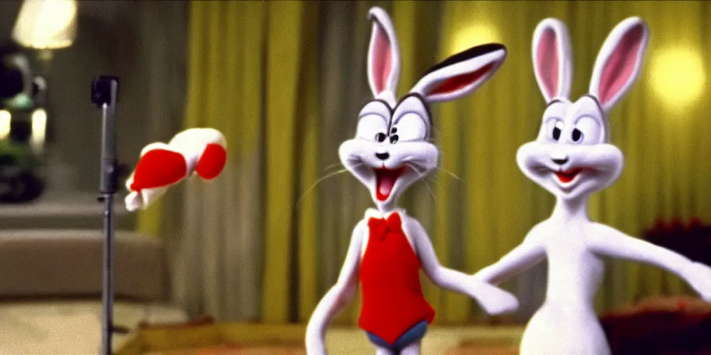Prompt: a still of bugs bunny in twin peaks ( 1 9 9 0 ), tv still, hq, sharp, highly detailed