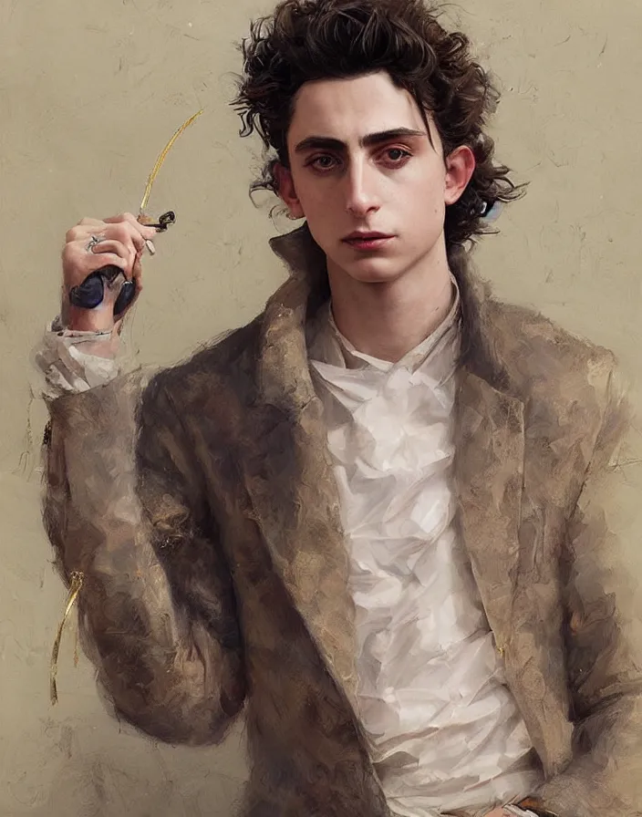 Prompt: +very detailed+masterpiece+painting+Timothee Chalamet+golden suit+featured in artstation+digitally drawn by Greg Rutkowski+digitally rawn by WLOP+digitally drawn by j.c. leyendecker+