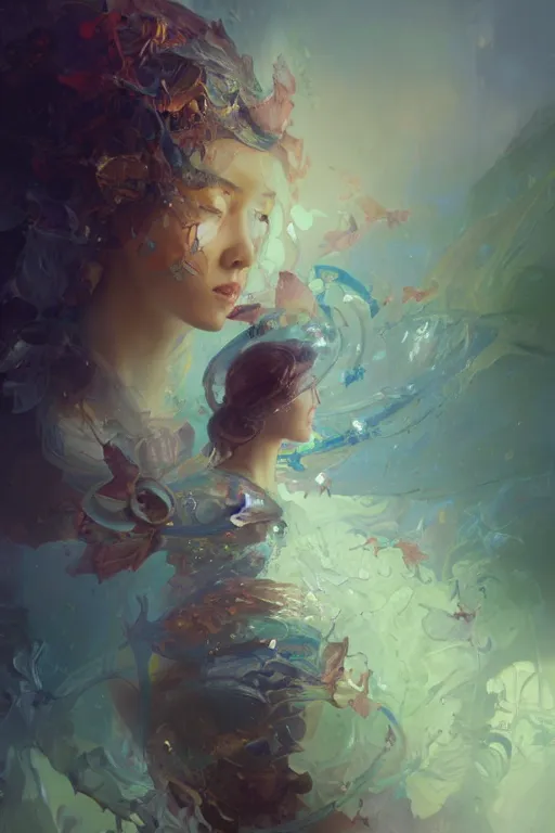 Prompt: a beautiful girl in intricate detailed color smashing fluid oilpaint, 3 d render, hyper realistic detailed, color leaves, ruan jia, wlop. scifi, fantasy, hyper detailed, octane render, concept art, by peter mohrbacher, by wlop, by ruan jia, by alphonse mucha