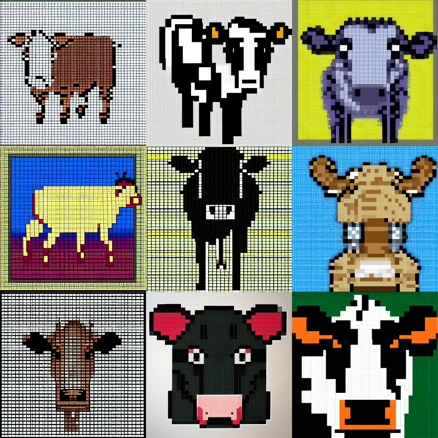 Prompt: 16x16 pixel art of a cow