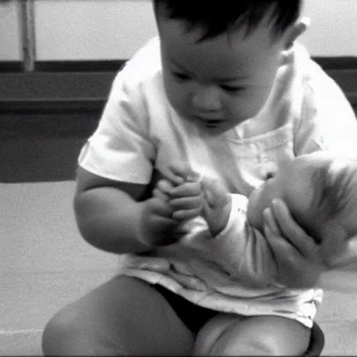 Image similar to feeding a baby as a training montage from martial arts movie