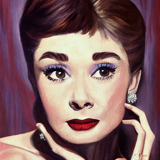 Image similar to a painting of audrey hepburn by paul edwards