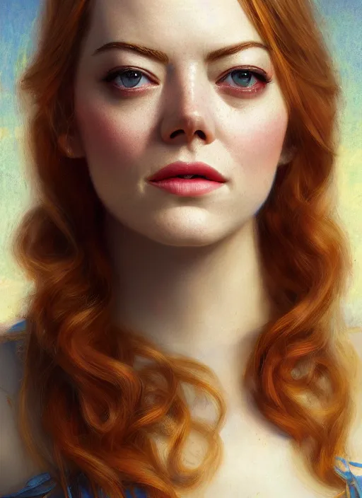 Prompt: Beautiful portrait of Emma Stone as Jesus, digital art by Eugene de Blaas and Ross Tran, vibrant color scheme, highly detailed, in the style of romanticism, cinematic, artstation, Greg rutkowski
