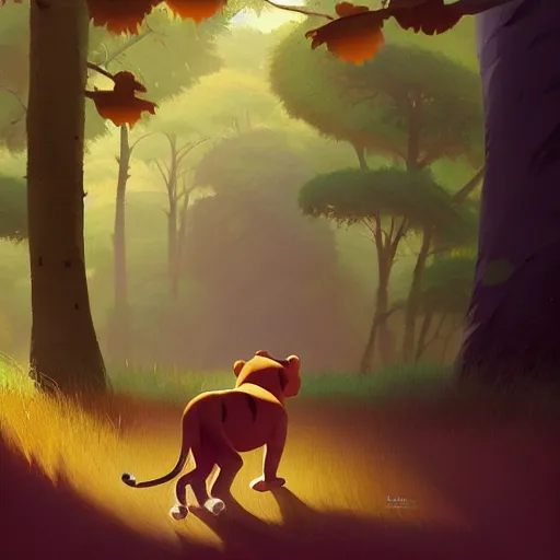 Prompt: goro fujita ilustration a lion tiger walking in the forest, painting by goro fujita, sharp focus, highly detailed, artstation