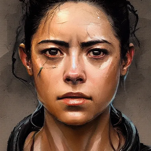 Prompt: portrait of a woman by greg rutkowski, rosa salazar as a colonial marine from aliens franchise, she is about 3 0 years old, military composure, wearing the tactical gear of the colonial marines, highly detailed portrait, digital painting, artstation, concept art, smooth, sharp foccus ilustration, artstation hq