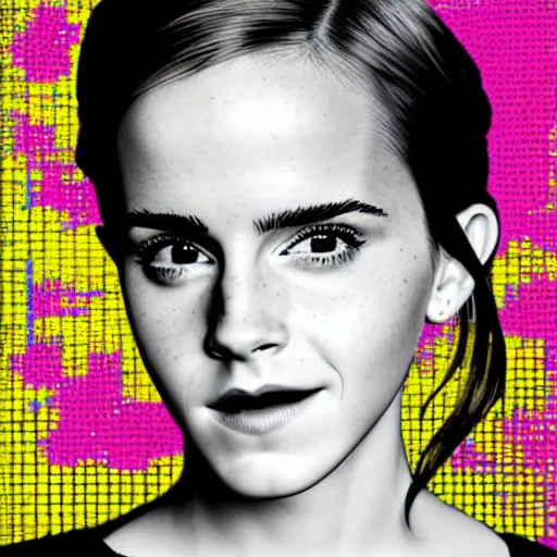 Image similar to Emma Watson, pop-art