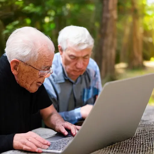 Prompt: coffin coffin coffin coffin with elderly man who is browsing internet on laptop from a coffin