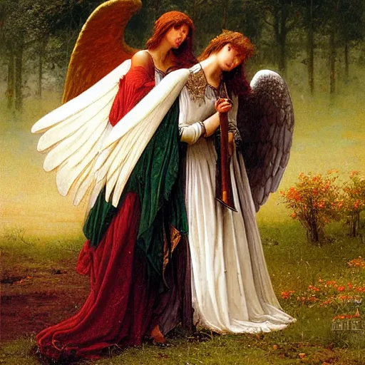 Image similar to Fallen royal knight with angel wings by Edmund Blair Leighton