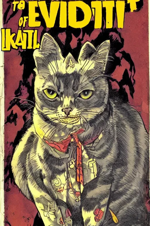 Image similar to Portrait of an evil kitty, comic book