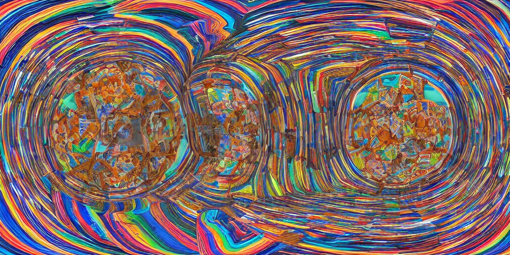 Image similar to 3 6 0 panorama escher style pattern of colorful balls, sculpture in the ancient greek style