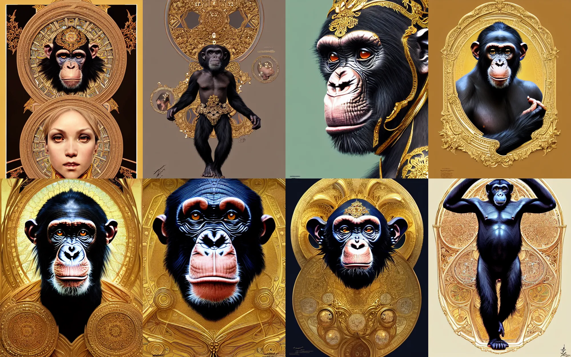 Prompt: symmetry!!!!!! a chimpanzee, wearing ornate clothing, ultra detailed, elegant, intricate, anime, dynamic lighting, digital art, digital painting, artstation, wlop, sharp focus, illustration, art by artgerm and greg rutkowski and alphonse mucha, 8 k