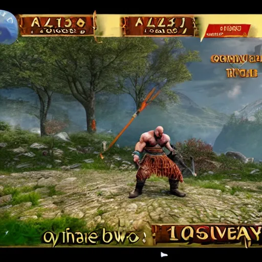 Image similar to kratos in flowers hill, screenshot