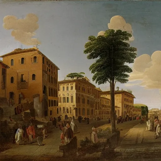 Image similar to the view down a street, buildings in rome by girolamo da catignola and martinus rørbye