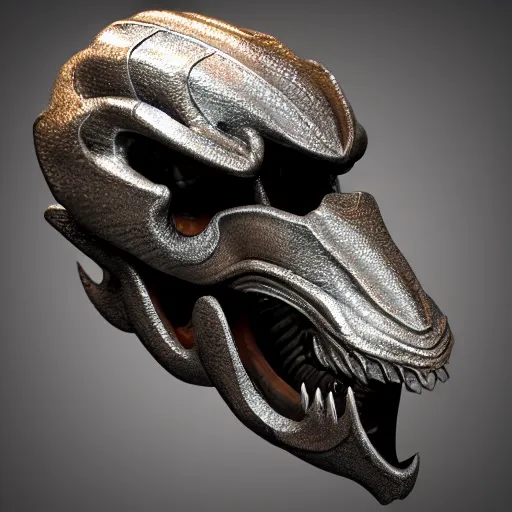 Image similar to high tech metallic dragon skull, futuristic, sci fi, yu-gi-oh 5ds, zbrush sculpt trending on artstation cgsociety, cad model, fusion360 highly detailed studio lighting 4k octane render