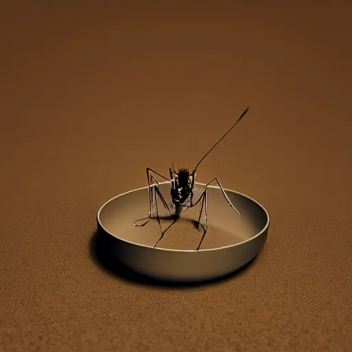 Image similar to mosquito on an ashtray, highly detailed, smooth, sharp focus, illustration, vfx