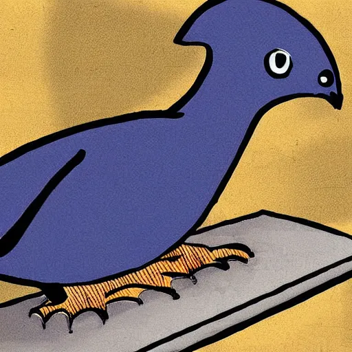 Prompt: A pigeon writing a Famous story using a laptop, Digital art, Anime Style,