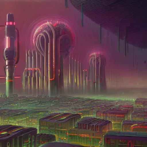 Image similar to beautiful painting of anemone city in the dreams of a mainframe in the style of Simon Stålenhag and H. R. Giger, detailed, trending on Artstation