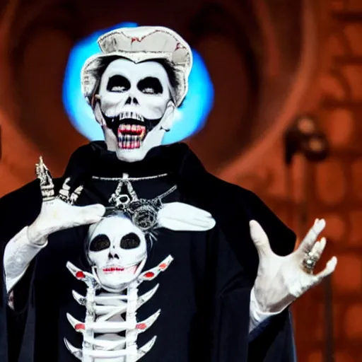 Image similar to papa emeritus sings in a church