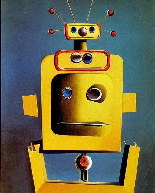 Image similar to portrait of a happy robot, by Salvador Dali