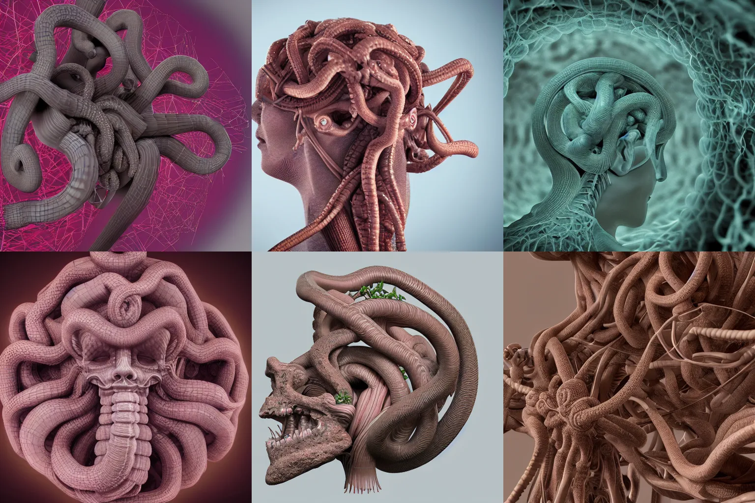 Prompt: closeup internal anatomy of the Medusa, intricate 3D visualization made in Octane