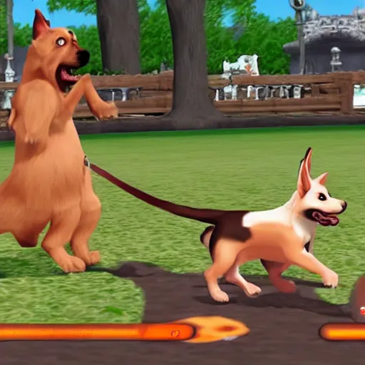 Image similar to a dog turning into a corrupted satan, nintendogs gameplay