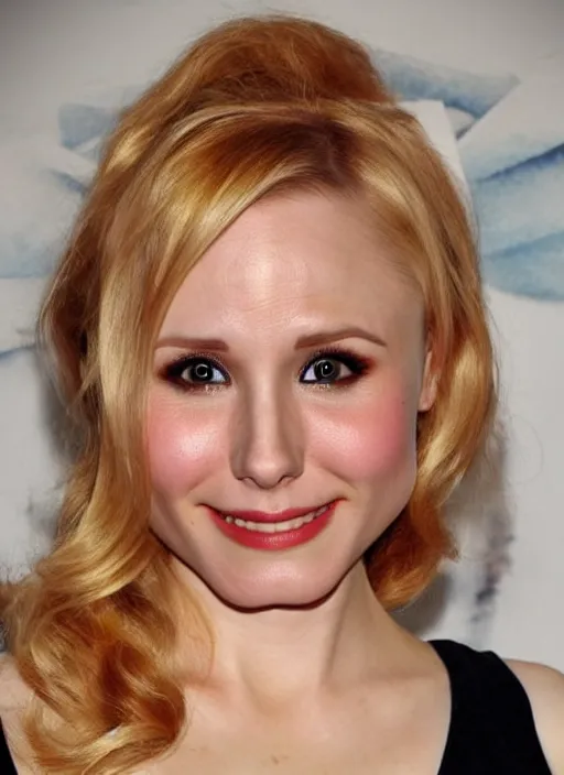 Image similar to photograph of a combination of kristen bell and christina hendricks