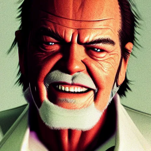 Image similar to Jack Nicholson as a Final Fantasy protagonist rendered with octane, Ray Tracing lighting, award winning photography, unreal engine