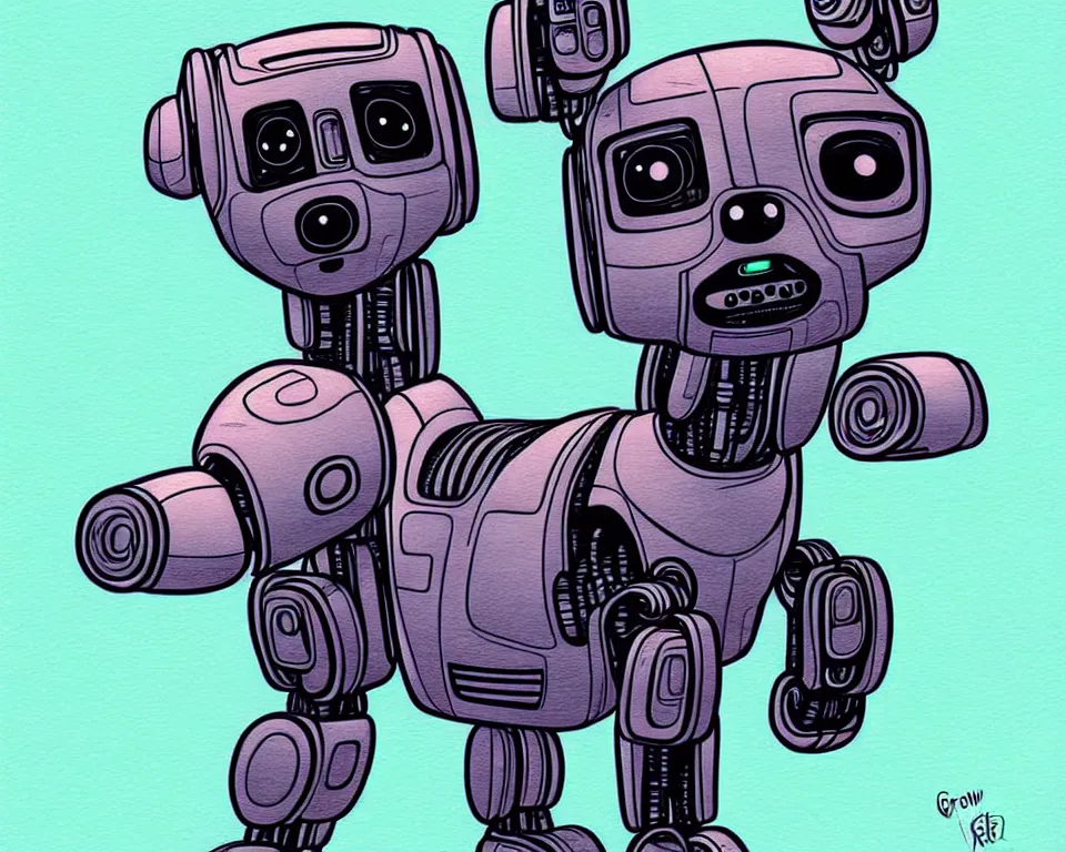 Prompt: a ( ( ( ( ( ( ( cute robot puppy cyborg ) ) ) ) ) ) ) illustration by greg rutowski!!!!!!!!!!!!!!!