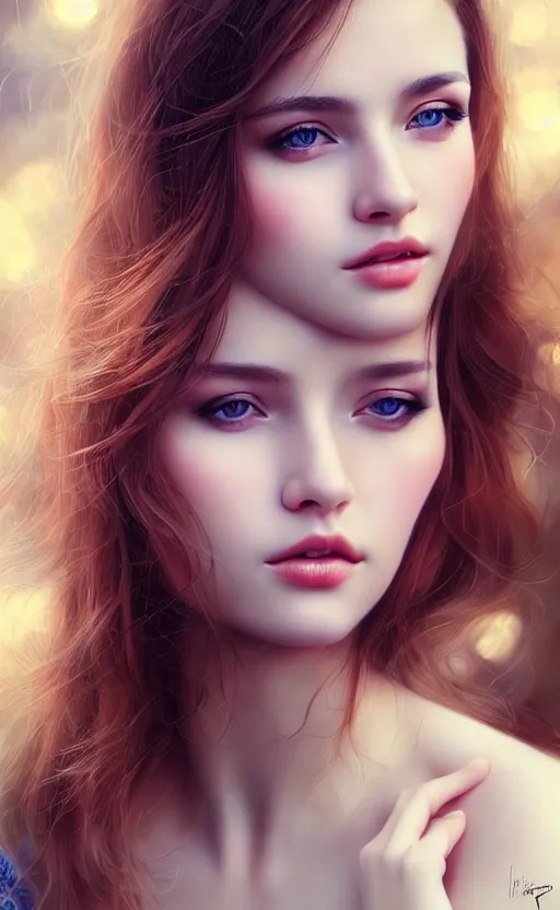 Image similar to a gorgeous russian female photo, bokeh, beautiful face, professionally retouched, soft lighting, realistic, smooth face, full body shot, torso, dress, perfect eyes, sharp focus on eyes, 8 k, high definition, insanely detailed, intricate, elegant, art by artgerm and kyoung hwan kim