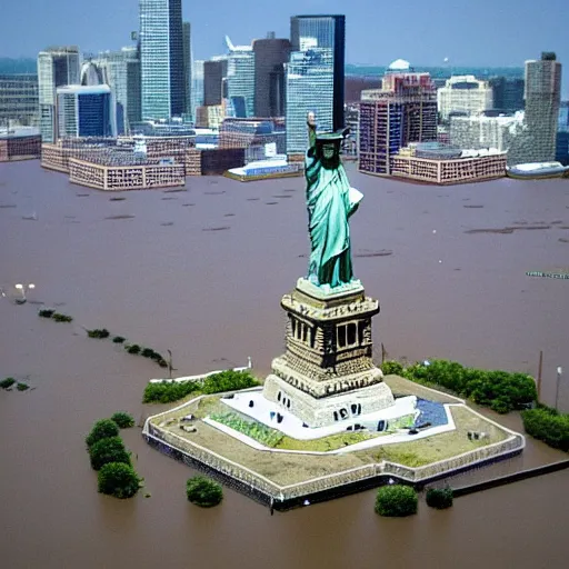 Prompt: statue of liberty flooding