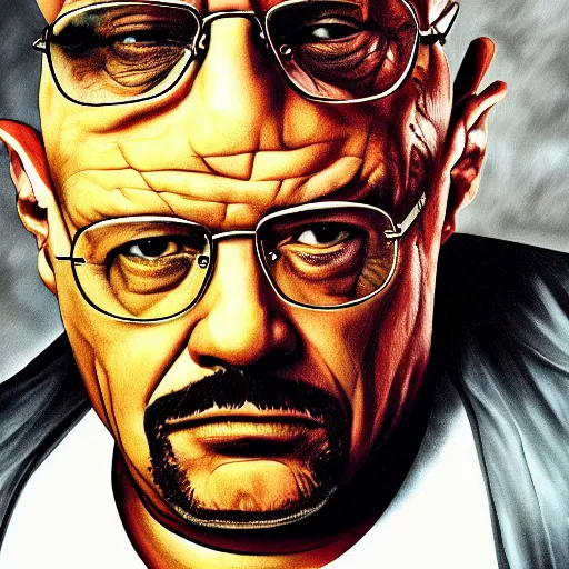 Prompt: walter white with biggie smalls, rap album cover art, photorealistic, highly detailed, sharp focus, 4 k, movie still