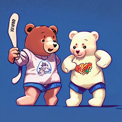 Prompt: the care bears!!! playing ice hockey! dream mercy and winston from overwatch, extremely detailed, sharp focus, wide view, full body shot, smooth, digital illustration, by james jean, by rossdraws, frank franzzeta, mcbess, sakimichan, brosmin, danton fadeev, steve simpson