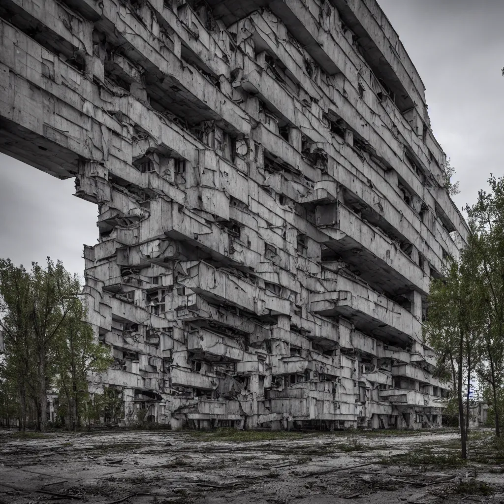 Brutalist Soviet Architecture Abandoned City In The Stable Diffusion