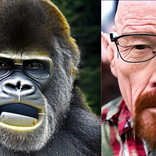 Image similar to A photo of Walter White in a gorilla suit in New Hampshire