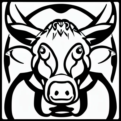 Image similar to the devil, cow, pig, sheep, chicken, summoning circle, white on black vector ink drawing, demonic, diabolic, hostile