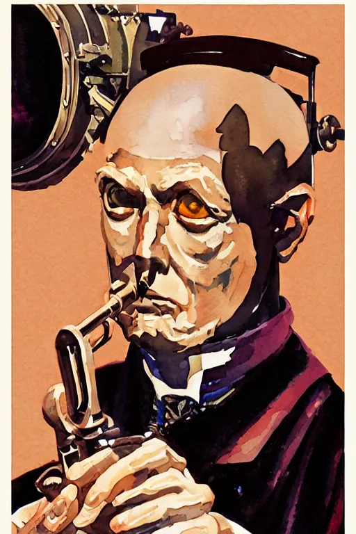 Prompt: zoomed out portrait of a duke, art deco style, stylized illustration by brom, watercolor gouache detailed paintings in style of syd mead, diesel punk, artstation