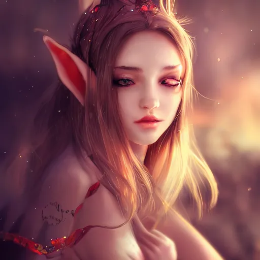 Image similar to high quality resolution beauty elf girl by wlop