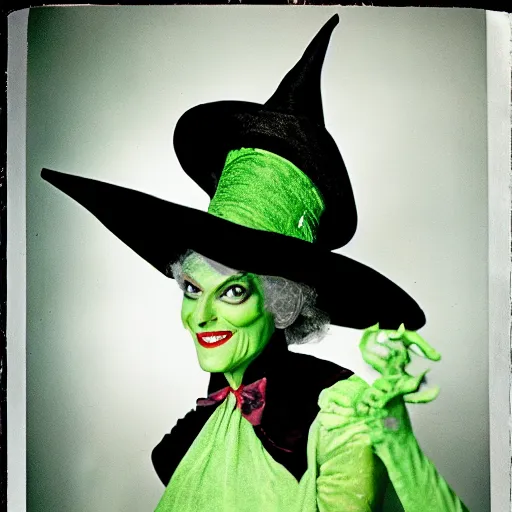 Image similar to wicked witch of the west, color film,