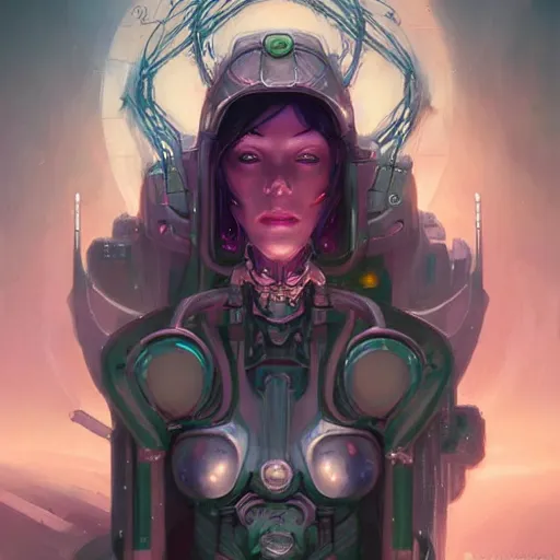 Image similar to portrait of a beautiful cybernetic enchantress, cyberpunk concept art by pete mohrbacher and seb mckinnon and beksinski and josan gonzales, digital art, highly detailed, intricate, sci-fi, sharp focus, Trending on Artstation HQ, deviantart, unreal engine 5, 4K UHD image