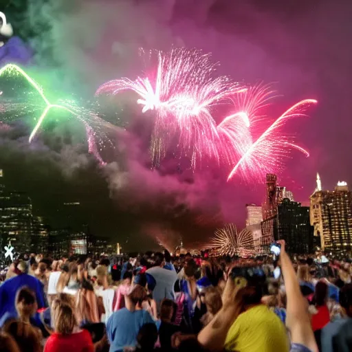 Prompt: a Dachshund as a dragon destroying new york city during 4th of July fireworks