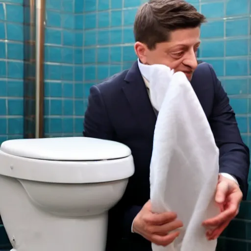 Image similar to Zelensky flushes himself in the toilet