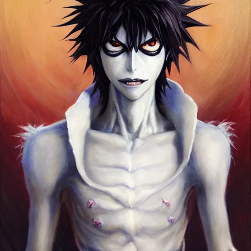 Prompt: portrait of ryuk from death note, highly detailed painting by gaston bussiere, craig mullins, j. c. leyendecker, 8 k