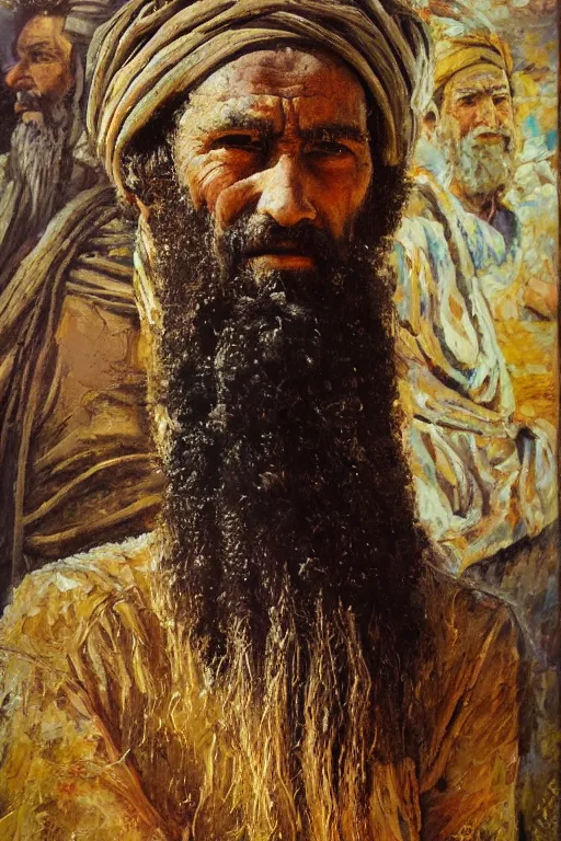 Image similar to highly detailed palette knife oil painting of a historically accurate depiction of the ancient biblical israeli man moses, thoughtful, by Peter Lindbergh, impressionistic brush strokes, painterly brushwork