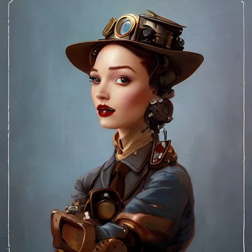 Image similar to lofi steampunk portrait pixar style by Jonathan Yeo and Tom Bagshaw and Joe Fenton