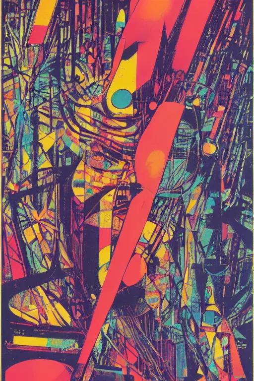 Image similar to mind wandering, poster by Steve Thomas and Richard Powers, 1960s, screen print